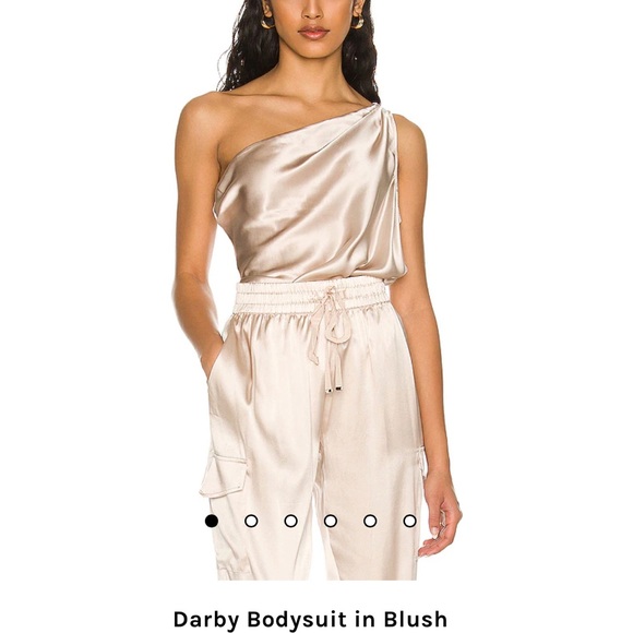 Cami NYC Tops Cami Nyc Silk Darby Oneshoulder Bodysuit In Blush